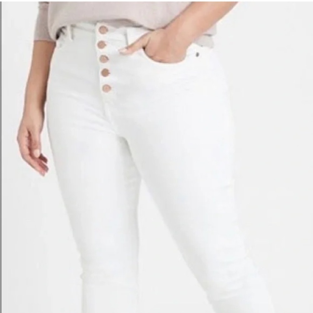 Banana Republic women jean White High-Rise Button slim fit 32P casual office Y2K